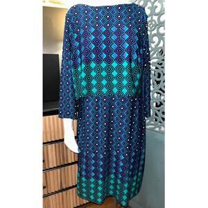 RONNI NICOLE Lined Dress-Blue-Teal-Black-Purple-Two Layer-Long Sleeve-Size 16